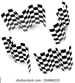 Checkered - chequered racing flag isolated on white