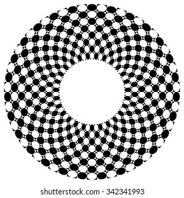 Checkered, chequered ring with square and circles fill. Vector art.