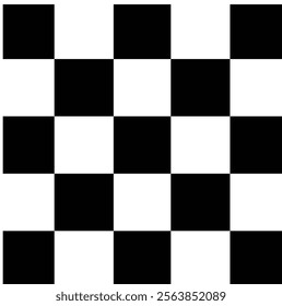 Checkered, chequered seamless pattern. Chess squares repeatable texture. Checkerboard tiles background, black and white rectangle pattern for decorations. 