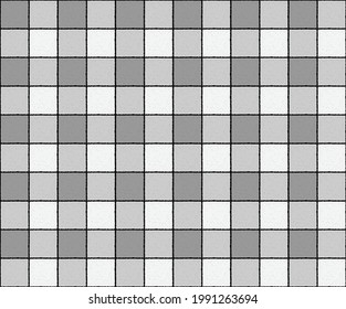 Checkered, Chequered seamless pattern. Plaid check pattern in pastel grey. Black and white grunge illustration