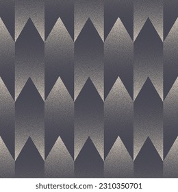 Checkered Chevron Old Fashioned Seamless Pattern Vector Abstract Background. Retro Style Textile Design Print Repetitive Dot Work Geometric Pale Grey Abstraction. Half Tone Boundless Art Illustration