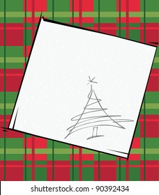 Checkered Christmas background with tree