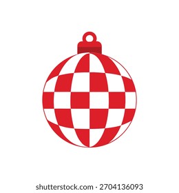 Kariertes Weihnachtsschmuck flache Vektorsymbol