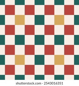 Checkered Christmas style seamless pattern for wrapping paper, book cover and fabric.