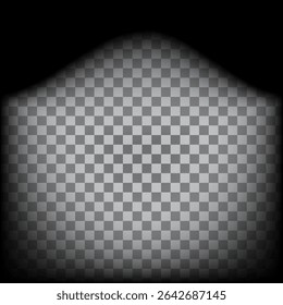Checkered circle background. Transparency pattern grid. Round spotlight vector. Dark fade design. - Powered by Shutterstock - Get 15% off with code: PIKWIZARD15