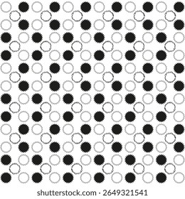 Checkered circle pattern. Geometric dot array. Uniform round shapes. Vector repetitive texture.