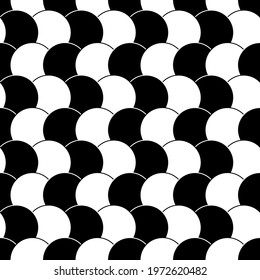 Checkered circles pattern. Vector seamless circles in black and white color make seamless ornament.