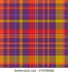 Checkered classical pattern tartan. Pixel abstract seamless texture. Traditional color wallpaper in stripe. Scottish cage. Vector graphics printing on fabrics, shirts and textiles.
