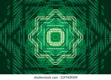 checkered clover st patricks day kaleidoscope lucky shamrock celebration green tartan emerald plaid party card background pattern overlay