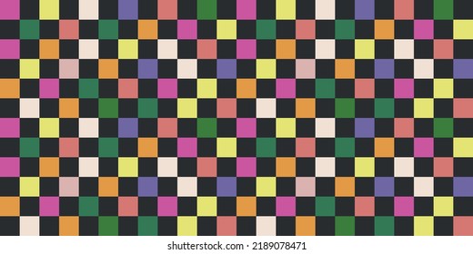 Checkered color pattern. Vector pattern of black and colored checkered cells. Decorator and interior design.