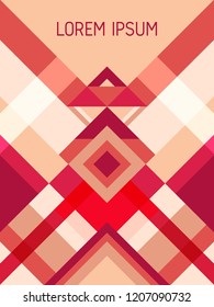 Checkered cover page layout vector template geometric design with triangles and stripes pattern. Carnival brazil motifs. Striped bauhaus pattern vector cover design. Trendy geometry.