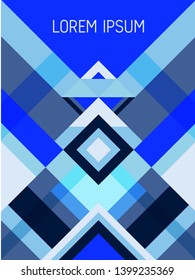 Checkered cover page layout vector template geometric design with triangles and stripes pattern. Festive mexican motifs. Striped bauhaus pattern vector cover design. Trendy geometry.