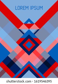 Checkered cover page layout vector template geometric design with triangles and stripes pattern. Ethnic brazil motifs. Striped bauhaus pattern vector cover design. Cool geometry.