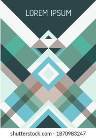 Checkered cover page layout vector template geometric design with triangles and stripes pattern. Festive mexican motifs. Striped bauhaus pattern vector cover design. Trendy geometry.