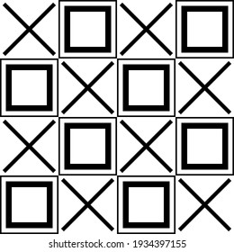 Checkered Crosses And Squares. Abstract Seamless Pattern Crosses Squares.