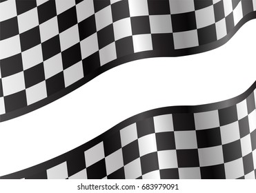 Checkered curve white label center design for sport race championship background vector illustration.