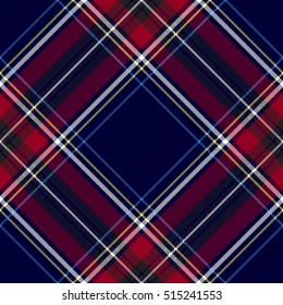 Checkered diagonal plaid seamless pattern. Vector illustration. Flat design. No gradient. No transparent. EPS 10.