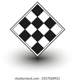 Checkered diamond icon. Geometric optical design. Abstract vector shape. Black and white pattern.