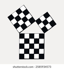 Checkered dices, vintage illustration, vector element.