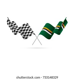 Checkered and Dominica flags. Vector illustration.