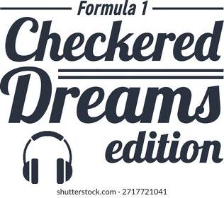 Checkered Dreams edition typography vector design black white graphic on transparent background for abstract racing t-shirt apparel sticker merchandise print creative layout cut file