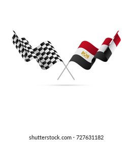 Checkered and Egypt flags. Vector illustration.