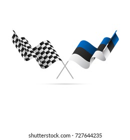 Checkered and Estonia flags. Vector illustration.