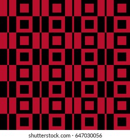Checkered fabric background. Red seamless pattern