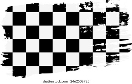 Checkered fabric cloth for finish flag, wide brush stroke on transparent background, vector.