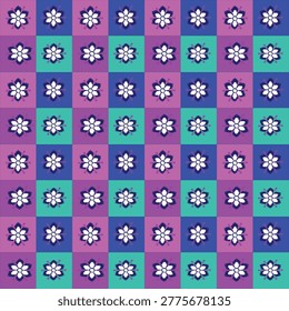 Checkered fabric pattern, beautify with floral patterns.