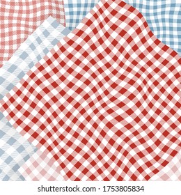 conjunto de fondo vectorial de material de tela a cuadros

