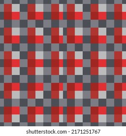 Checkered fabric texture in red, and gray. Plaid pattern. Seamless print.