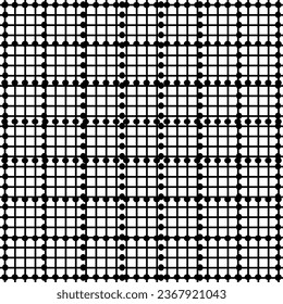 Checkered field with knots or dots forms a simple texture.
