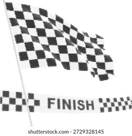 Bandera de acabado a cuadros en estilo monótono semitono para diseños deportivos y de victoria