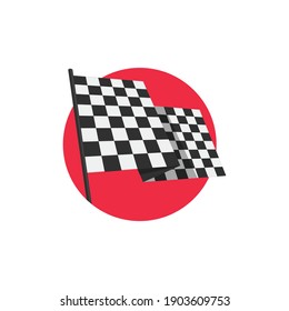 Checkered Finish Flag icon. Vector race flag isolated on a White Background. Rippled black and white crossed chequered banner. 