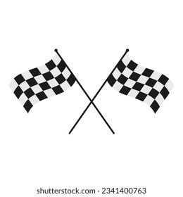 Checkered finish flags isolated on white background