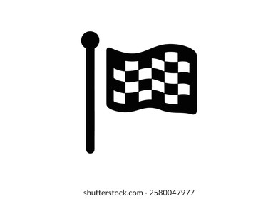 "Checkered Finish Line Flags – Simple Flat Vector Icons Set"