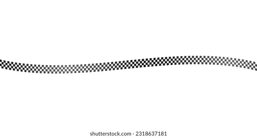 Checkered Finish Line Ribbon. Checkered Racing Flag . Vector Illustration Isolated on White Background. 