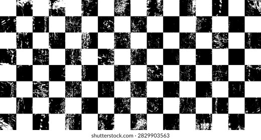 Checkered finish race flag pattern on textured backdrop vector illustration background. Bold motorsport design with racing stripes, dynamic lines, and distressed automotive poster and rally banner.