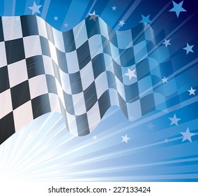 Checkered flag, blowing in the wind. Eps8. CMYK. Organized by layers. Global colors. Gradients used.