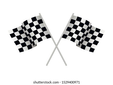 Checkered flag. Car race or motorsport rally flag on white background.