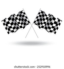 Checkered flag for car racing. Illustration isolated on white background. Two Finish flag. Race flag. finish illustration. Waving Checkered flag