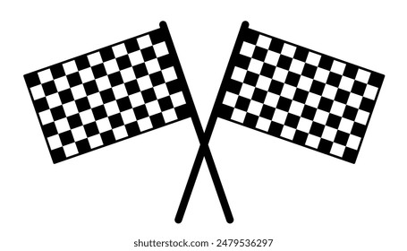 Checkered flag for car racing, two crossed sport racing flags, race flag icon - vector