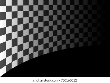 Checkered flag curve on black gradient design sport race championship background vector illustration.