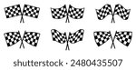 Checkered Flag different variations icon set.Windstart and finish checkered racing flags icon. Vector