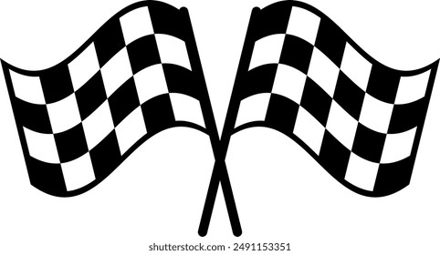 Checkered Flag different variations icon.Windstart and finish checkered racing flags icon. Vector