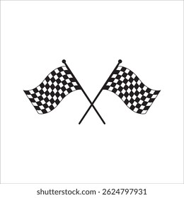 Checkered Flag different variations icon.Windstart and finish checkered racing flags icon. Vector