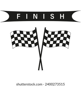 Checkered Flag finish with shadow. Vector illustration. EPS 10.