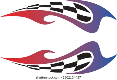 checkered flag flame racing vinyl graphics decal sticker