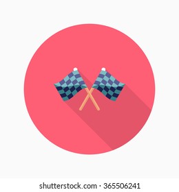 Checkered flag flat  icon with long shadow,eps10
